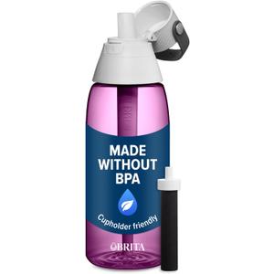 Brita Hard-Sided Plastic Premium Filtering Water Bottle, BPA-Free, Reusable, Replaces 300 Plastic Water Bottles, Filter Lasts 2 Months or 40 Gallons, Includes 1 Filter, Orchid - 36 oz.