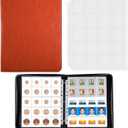 BYSTER Coin Collection Book, 30 Pack 600 Pockets Coin Sleeves, Coin Collection Holder Album, Coin Collection Organizer Storage Box Case (Coin Flips Not Included), Reddish Brown