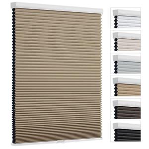 Changshade Cordless Cellular Shades, Blackout Room Darkening Black Out Honeycomb Blinds for Indoor Windows Bedroom, Pull Down Pleated Accordion Blind Easy Install, Shade Size 26" Wx50 H, Light Brown