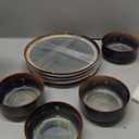 TheTerra Ceramic Dinnerware Sets for 4, 12 Pieces Handmade Reactive Glaze Plates and Bowls Set, Scratch Resistant Dish Set, Oven & Microwave & Dishwasher Safe