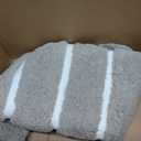 Bathroom Rugs Set 2-Piece – Soft Fluffy Stripe Rug, Bath Mat & Shower Mat, Non Slip Rubber Backing, Water Absorbent, Décor, Machine Washable Bathroom Decor, 20"x32"+17"x24", Taupe/Pure White