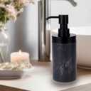 2 Pcs Soap Dispenser Set Black Marble Style for Bathroom or Kitchen Decor, Large-Opening Liquid Hand and Dish Soap Bottles with Rust-Proof Lid& Pump Easy Refill-10oz, Sturdy Resin,Classic& Elegant