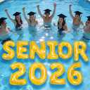 Civaner 10 Pcs Class of 2026 Senior Night Graduation Party Decorations, 20 Inch Glitter Gold Inflatable Pool Float Letters Balloons, Photo Props for Seniors, Summer Grad Supplies for Pool, Grad Party