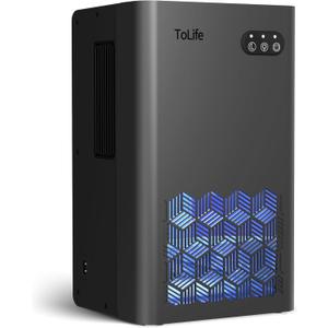 ToLife Dehumidifiers for Home 95 OZ Water Tank, 1000 sq.ft Dehumidifier for Basement Bedroom Bathroom with Auto Shut Off 7 Colors LED Light,Grey