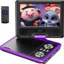 YOTON 9.5" Portable DVD Player for Kids and Car, 7.5" Swivel HD Screen with 6 Hours Built-in Battery, Car DVD Player with Dual Speakers, Remote Control, Support Sync TV, Region Free USB/SD/AV - Purple