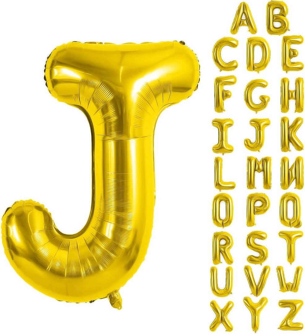 Letter J Balloon Gold Letter Balloons 40 Inch Aluminum Foil for Birthday Wedding Anniversary Party Supplies Large Letter Balloons