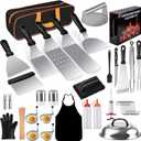 135 PCS Griddle Accessories for Blackstone, Perfect Flat Top Grill Accessories for Camp Chef, Griddle Spatula Set with Metal Spatula, Enlarged Spatulas, Basting Cover for Outdoor Barbecue