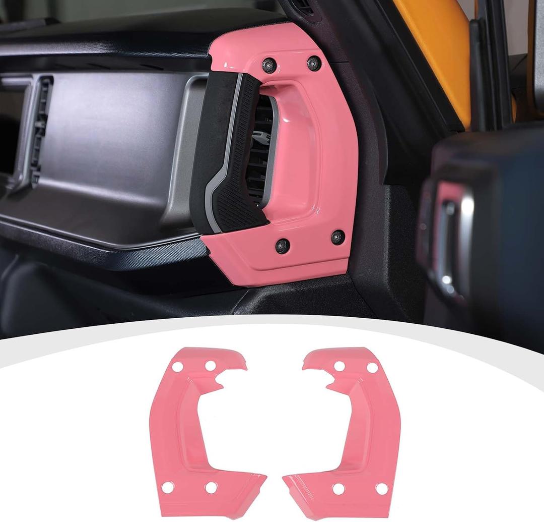 RAZPOY Center Console Side Grab Handle Cover Trim Compatible with 2021-2023 Ford Bronco Interior Accessories, Pink