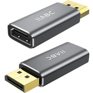 Displayport to HDMI Adapter 2-Pack 4K 24K Gold Plated Displayport DP to HDMI Female ConverterUni-Directional Display Port to HDMI Converter Compatible for Lenovo, HP, Dell &More- Grey
