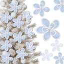 Norme 12 Pcs Pastel Christmas Decor Candyland Christmas Poinsettia Tree Decorations Velvet Candy Artificial Flowers Candy Xmas Ornaments for Xmas Decor Supplies(Blue)