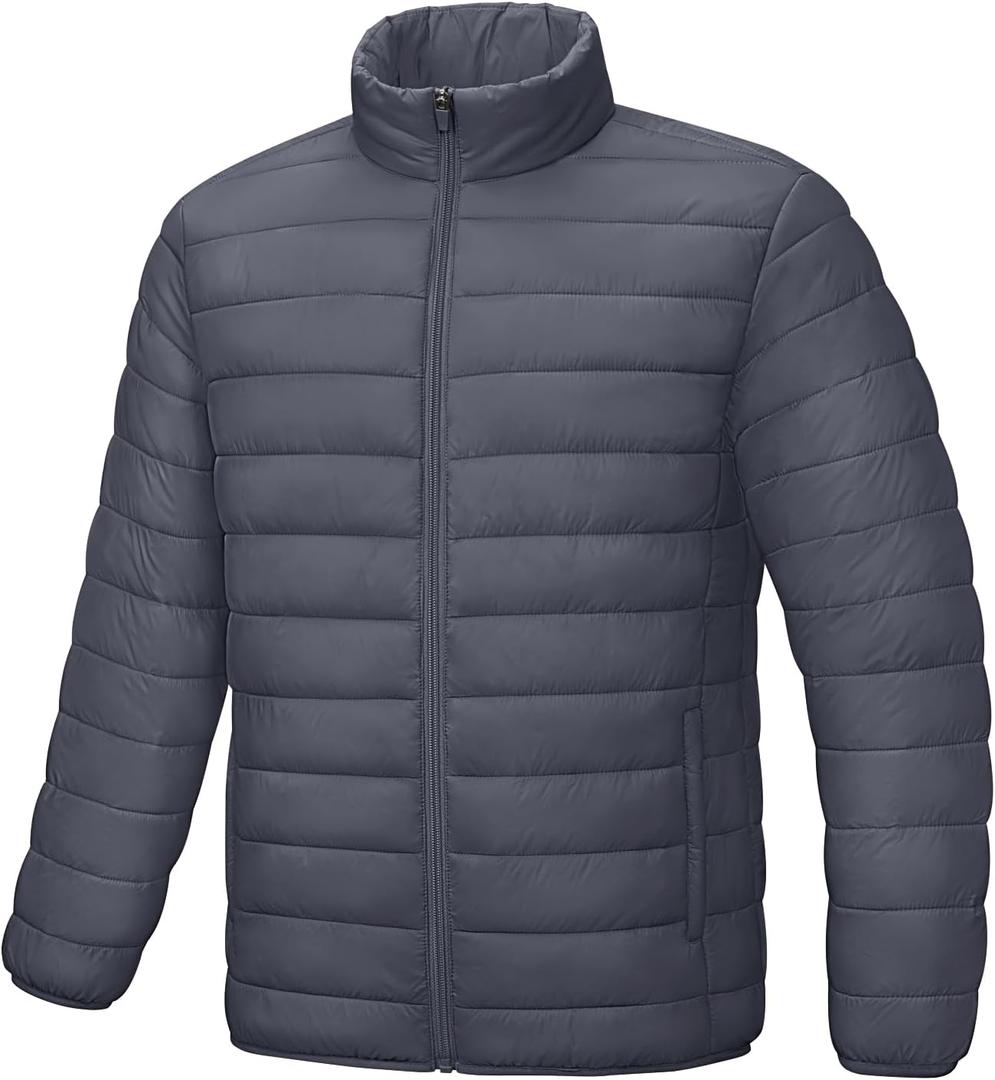 MAGNIVIT Men's Puffer Jackets Lightweight Warm Winter Coat Water-Repellent Windbreaker Insulated Quilted Packable Jacket (XX-Large, Dark Grey)