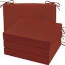 Cozyide Outdoor Chair Cushions, Waterproof Patio Seat Cushions with Adjustable Straps, Square Corner Patio Chair Cushions for Garden, Brick Red, 18.5x16x3 Inch (Pack of 4)
