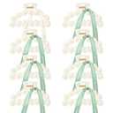DEEKA Bridesmaid Proposal Gifts 8 Pack Pearl Bridesmaid Hair Claw Clips with Ribbon 3 Inch Hair Clips Bachelorette Party Favors Bridal Party Present Hair Accessories (Half Circle White&Green)