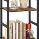 Small Bookshelf for Small Space, 2 Tier Industrial Bookcase,Narrow Book Case Storage Organizer Book Shelf for Living Room, Bedroom and Office, Easy Assembly(2 Tier,Rustic Brown)