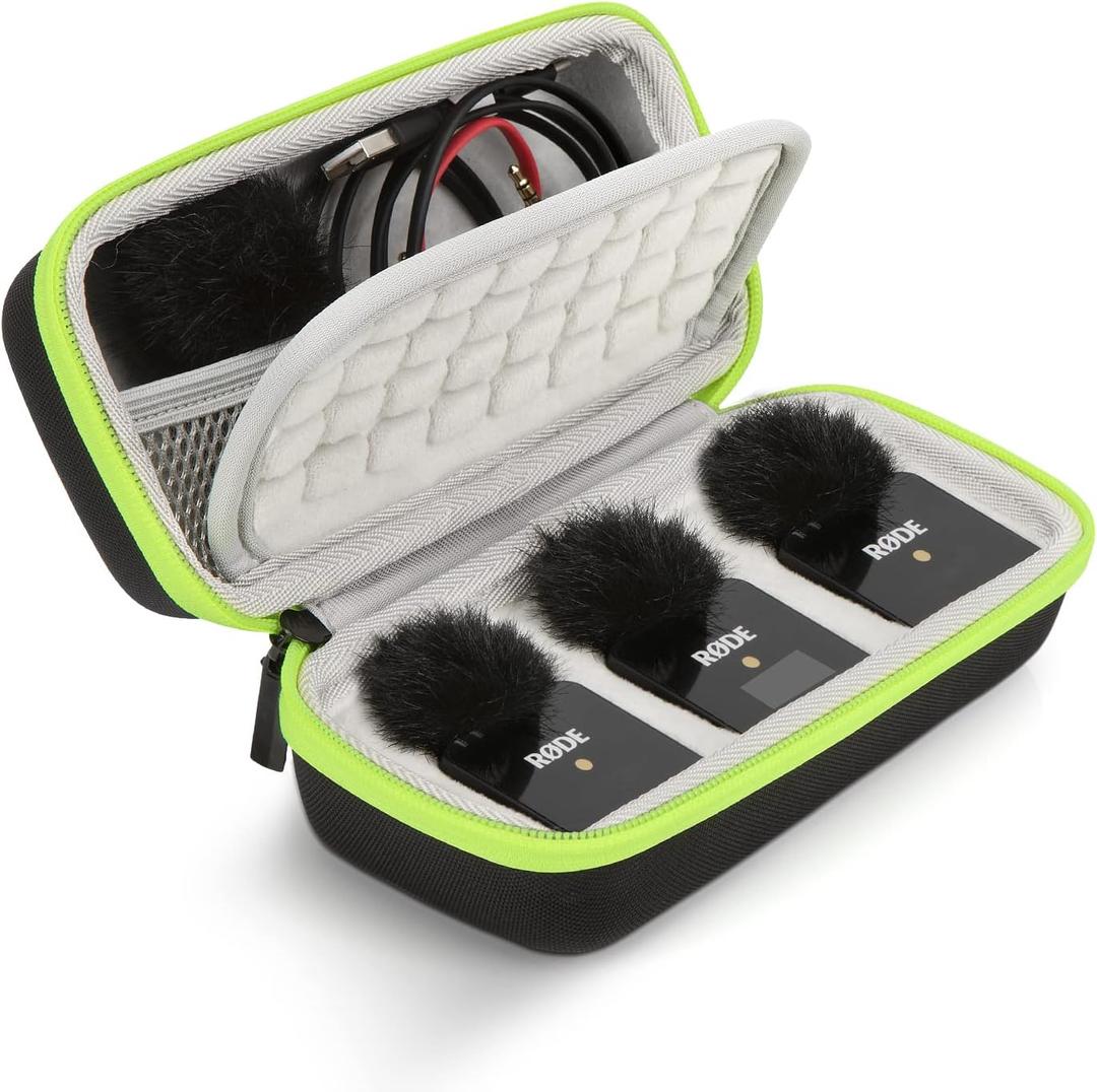 YOUSHARES Wireless Go 2 Hard Carring Case - Professional Flocking Mic Case Compatible with Rode Wireless GO II Dual Channel Compact Digital Wireless Microphone System (Black)
