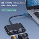 USB to HDMI VGA Adapter with 3.5mm Audio, Multi-Port Converter to HDMI for 2 Monitors, Compatible with Laptop, Dell XPS, HP, Lenovo, ChromeBook, PC, Windows 7-10