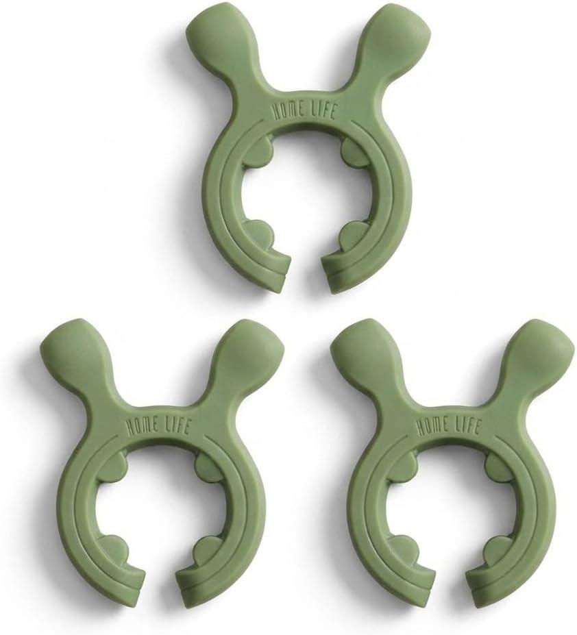 3-Pack Deer Antler Silicone Spoon Rest - 2-in-1 Clip-On Pot Handle Holder & Boil Over Guard, Heat Resistant Utensil Rest for Stovetop - Kitchen Gadget Gift Set (Green 3PCS)