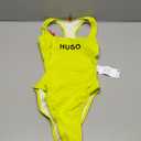 HUGO Women's Standard Center Logo Side Cut Out One-Piece Swimsuit (Electric Yellow, XS)