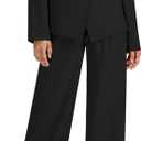 2 Piece Outfits for Women Business Casual Single Button Blazer Jacket and Wide Leg Pants Matching Suit Sets (X-Small, Black)
