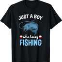 Just A Boy Who Loves Fishing T-Shirt. Size M