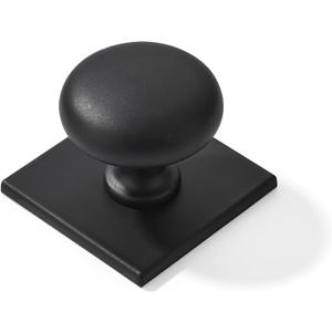 khtumeware 10 Pack 1-1/2 Inch Matte Black Cabinet Knobs with Vintage Backplate - for Drawers, Cabinets & Bi-Fold Doors