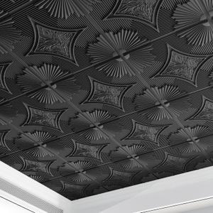Art3d Drop Ceiling Tiles 24x24 in Black (12-Pack, 48 Sq.ft), 3D Wainscoting Panels Glue Up 2x2