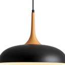 Black Pendant Lights Kitchen Island,Modern Pendant Light Fixtures,Farmhouse Adjustable Hanging Pendant Lighting for Foyer Entryway Hallway Bedroom Dining Room Living Room,Faux-Wood,Small 12.6 inch