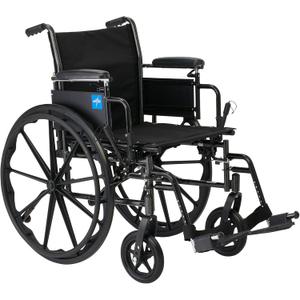 Medline 20 K3 Height Adjustable Wheelchair with Swing-Back Desk-Length Arms & Swing-Away Footrests, 300 lbs. Capacity Transport Aid, Adults & Seniors