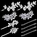 10pcs Crystal Flower Bridal Hair Clips for Women Girls Rhinestone Wedding Hair Clips For Brides Jewelry Barrette for Brides (silver)