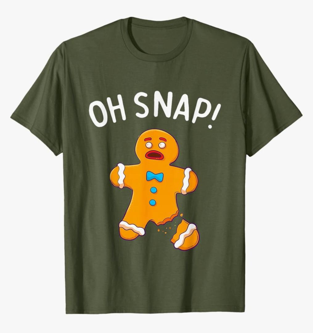 Gingerbread Man Oh Snap Christmas Funny Cookie Baking Gift Short Sleeve T-Shirt L