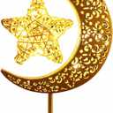 Lifnatty Moon Lamp with Hanging Star, Decorative Crescent Moon Night Light Battery Powered, Retro Metal LED Table Lamp for Bedroom Living Room Boho Home Decor, Gift for Women Birthday Christmas