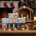 30 Pcs DIY Paper Nativity Scene Treat Box Christmas Fun Gift with Angel Animal House Paper Nativity for Classroom Art Activities Sunday School Holiday Party Table Decoration