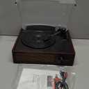 Vinyl Record Player with 2 Stereo Speakers Belt-Driven Vintage Turntables 3 Speed 3 Size Wireless Bluetooth Playback AUX-in RCA Out Headphone LP Vinyl Players Auto Stop Red Wood