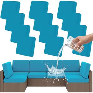 Smiry Waterproof Patio Cushion Covers, Stretch Outdoor Couch Slipcovers Replacement Washable Furniture Protector Sofa Chair Seat Cover for Dogs and Pets (12 Pcs, Teal)