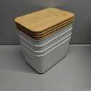 Citylife Storage Bins with Bamboo Lids 7QT Plastic Storage Containers Stackable Organizer Boxes with Handle for Desk Snacks, Toys, 4 PCS, 10" L x 7" W x 5.8" H