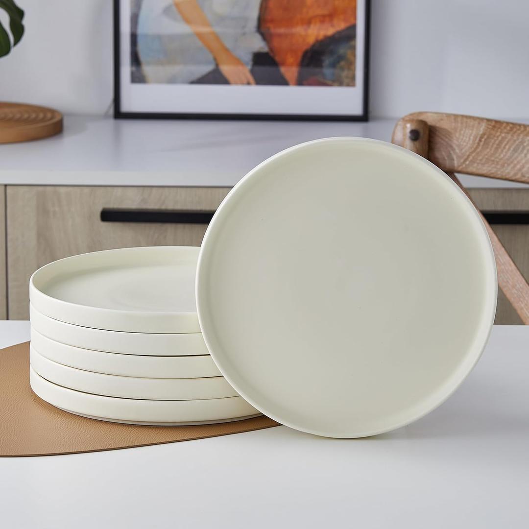 Stone Lain Stella Dinner Plate 6-Piece Set, Round, Porcelain, Cream
