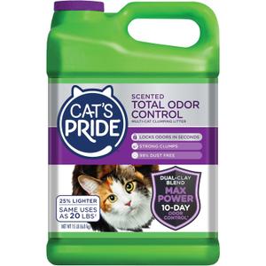 Cat's Pride Max Power: Total Odor Control - Up to 10 Days of Powerful Odor Control - Strong Clumping - 99% Dust Free - Multi-Cat Litter, Scented, 15 Pounds