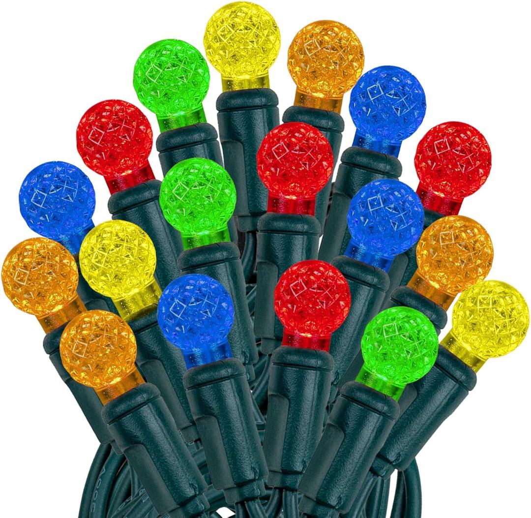 Novelty Lights 25FT 50 LED G12 Christmas String Lights, Tree Lights Indoor Outdoor Commercial Grade LED Mini Light Set with 40,000 Hours Rating, Christmas Lights Christmas Tree Lights Multicolor
