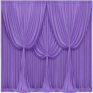 24x10FT Lavender Backdrop Curtains for Wedding Parties, Wrinkle Free Polyester Photography Backdrop Drapes for Wedding Baby Shower Birthday Parties Stage Background Stand Decorations 4x10ft,6 Panels