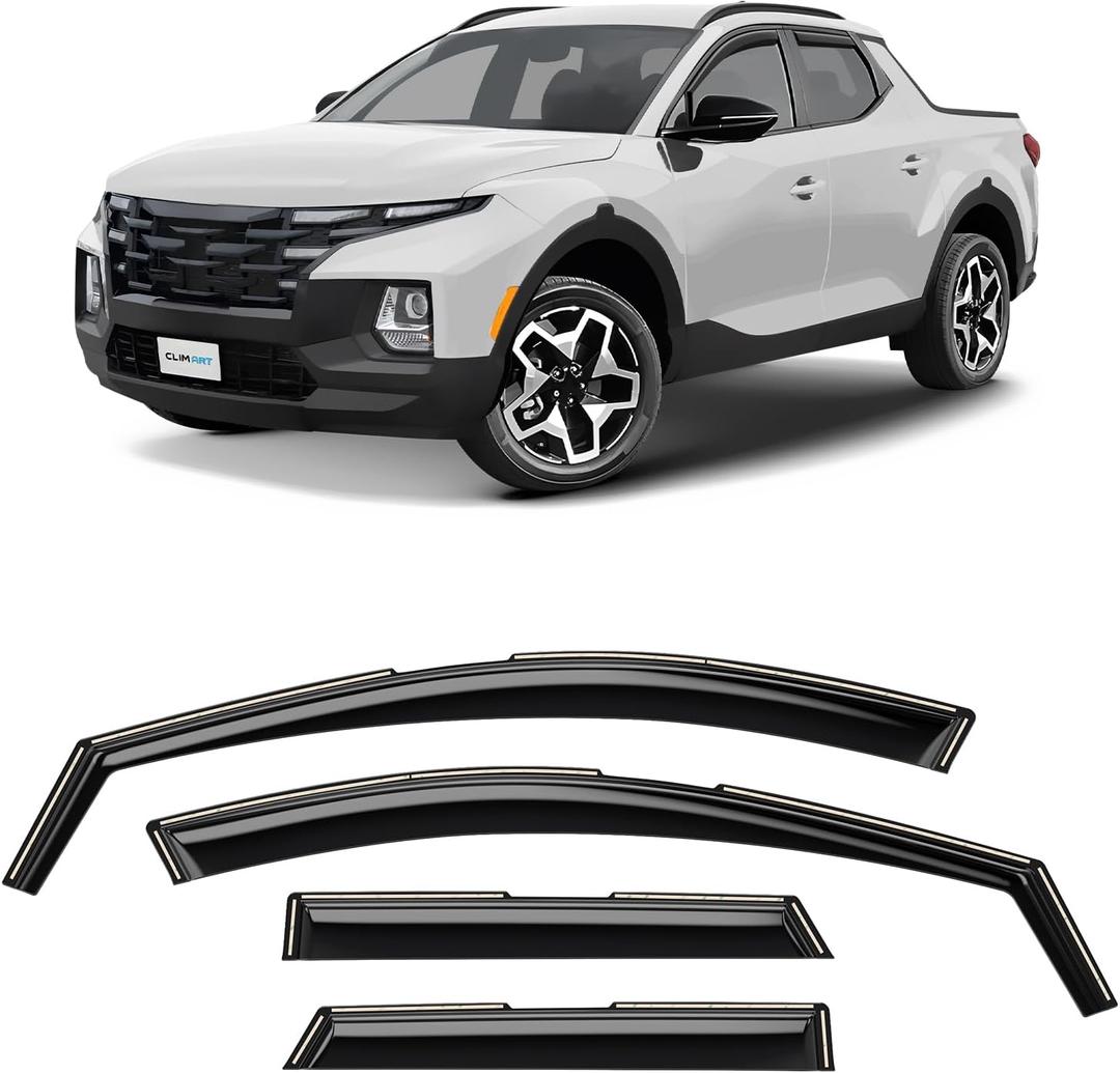 CLIM ART in-Channel Incredibly Durable Rain Guards for Hyundai Santa Cruz 2022-2025, Original Window Deflectors, Vent Window Visors, Vent Deflector, 4 pcs. - 622287