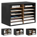 Alpeir Classroom Mailbox 12 Slots with Removable Shelves, Black/Rustic