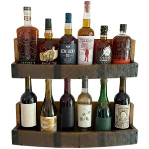 Liquor Bottle Display Shelf – Whiskey, Wine & Bourbon Bar Shelf, Set of 2