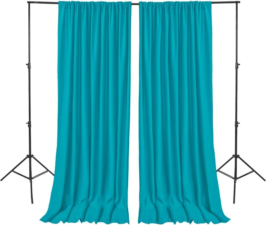 Hiasan Turquoise Backdrop Curtains for Parties, Polyester Photography Backdrop Drapes for Family Gatherings, Wedding Decorations, 5ftx7ft, Set of 2 Panels