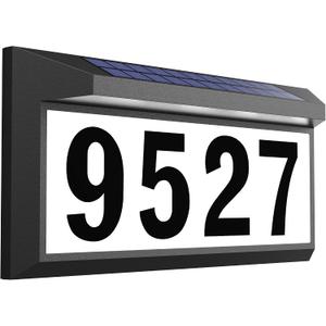 Solar Address Sign, Lighted Address Plaque Outdoor Waterproof, Illuminated Address Numbers, House Numbers for Outside, Black