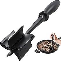 6Pcs Meat Chopper for Ground Beef, Heat Resistant Meat Masher for Hamburger Meat, Ground Meat Chopper Non Stick Ground Beef Smasher, Nylon Meat Spatula Chopper, Potato Masher Kitchen Tool,Black
