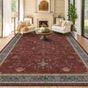 Hazo Haus Moroccan Big Rugs for Living Room - Dark Red 10x14 Area Rug for Large Bedroom, Dining Room, Washable Lightweight Low Pile Foldable Oriental Burgendy Home Dcor