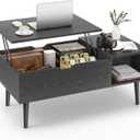 Sweetcrispy Coffee Table Lift Top Coffee Tables for Living Room,Small Rising Wooden Center Tables with Storage Shelf and Hidden Compartment, Black
