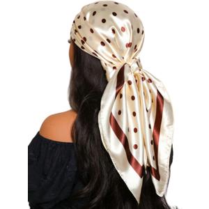 WDIRARA Women's Leopard Print Satin Bandana Square Head Scarf Cheetah Wrap Scarfs
