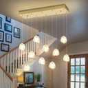 10-Lights Modern Rectangle Chandelier Crystal Pendant Light Fixture Gold