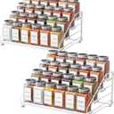 Spice Organization for Cabinet, Spice Rack Organizer, Spice Rack Organizer for Cabinet, Depth Adjustable Seasoning Organzier Organizer for Cabinet, Countertop, Pantry, Metal, White (2 Pack)